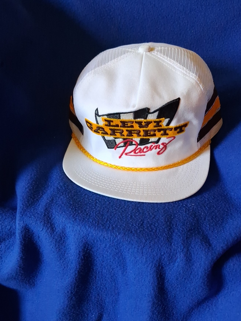 White Trucker Hat with Yellow Rope Detail